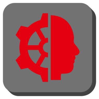 Cyborg dişli yuvarlak kare vektör simgesi