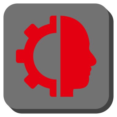 Cyborg dişli yuvarlak kare vektör simgesi