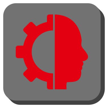 Cyborg dişli yuvarlak kare vektör simgesi