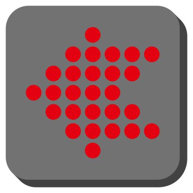 Noktalı ok sol yuvarlak kare vektör simgesi