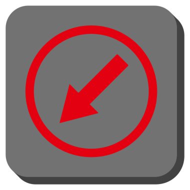 Yuvarlak aşağı sol ok yuvarlak kare vektör simgesi