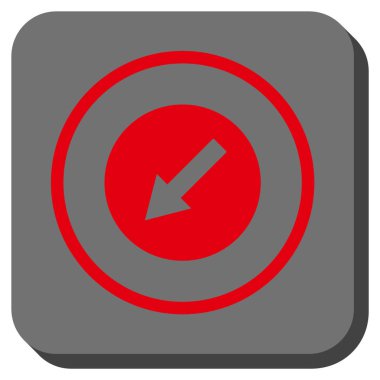 Yuvarlak aşağı sol ok yuvarlak kare vektör simgesi