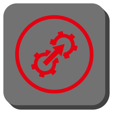 Dişli Tümleştirme yuvarlak kare vektör simgesi