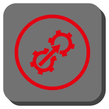 Dişli Tümleştirme yuvarlak kare vektör simgesi