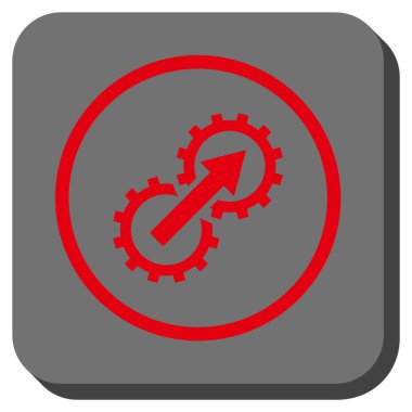 Dişli Tümleştirme yuvarlak kare vektör simgesi