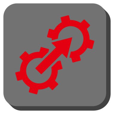 Dişli Tümleştirme yuvarlak kare vektör simgesi