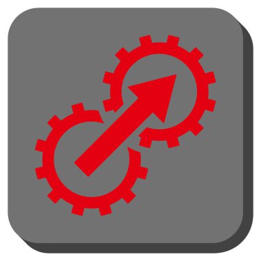 Dişli Tümleştirme yuvarlak kare vektör simgesi