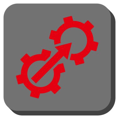 Dişli Tümleştirme yuvarlak kare vektör simgesi