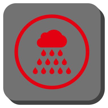 Yağmur bulutu yuvarlak kare vektör simgesi