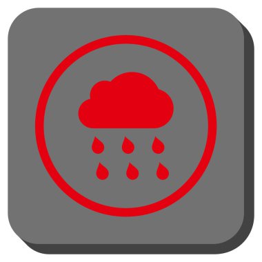 Yağmur bulutu yuvarlak kare vektör simgesi