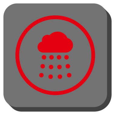 Yağmur bulutu yuvarlak kare vektör simgesi