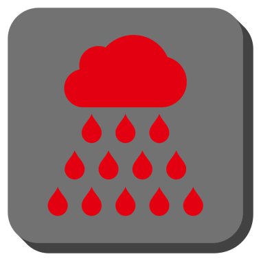 Yağmur bulutu yuvarlak kare vektör simgesi