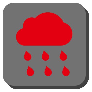Yağmur bulutu yuvarlak kare vektör simgesi