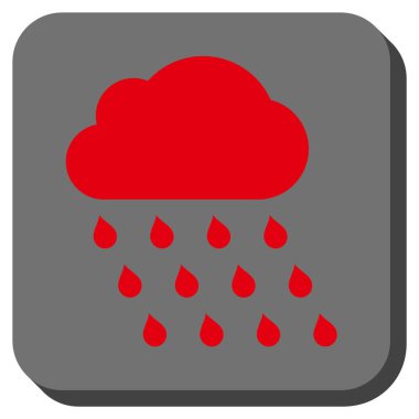 Yağmur bulutu yuvarlak kare vektör simgesi