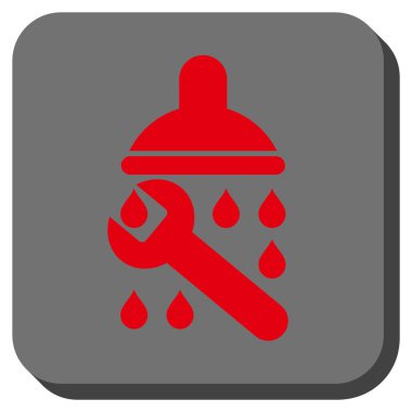 Duş sıhhi tesisat yuvarlak kare vektör simgesi