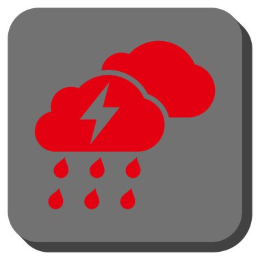 Fırtına bulutları yuvarlak kare vektör simgesi