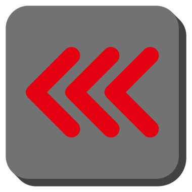 Üçlü ok ucu sol yuvarlak kare vektör simgesi