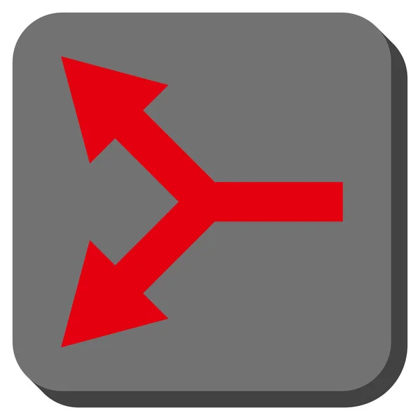 Bifurcação Seta esquerda arredondada vetor quadrado ícone — Vetor de Stock