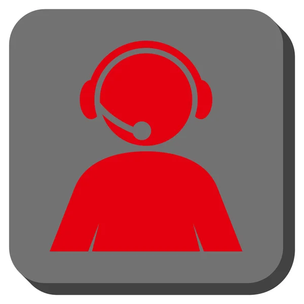 Operador de Call Center Rounded Square Vector Icon — Vetor de Stock