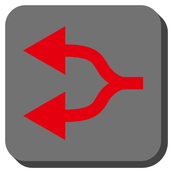 Aufgespaltene Pfeile links abgerundetes quadratisches Vektorsymbol — Stockvektor