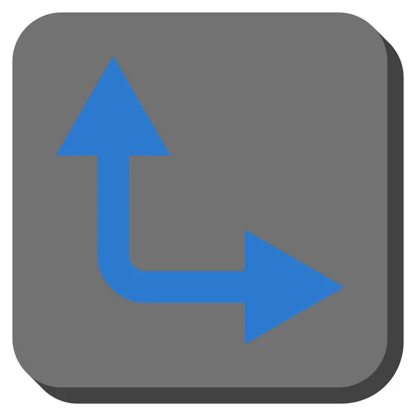 Flecha de bifurcación derecha hacia arriba redondeado cuadrado Vector icono — Vector de stock