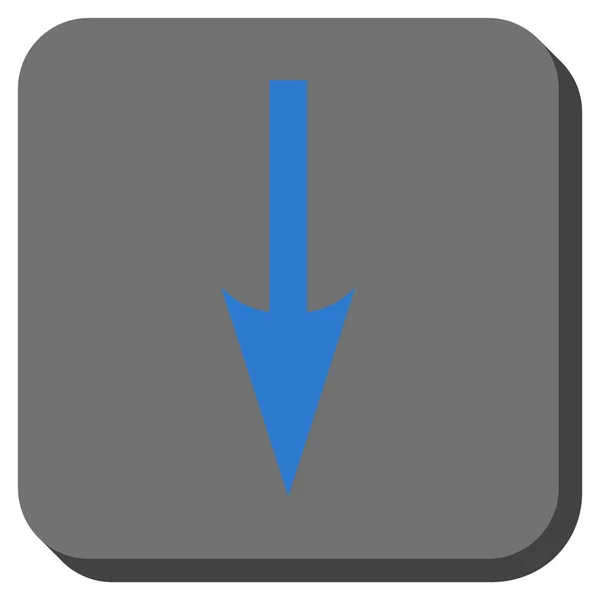 Scharfer Pfeil nach unten abgerundetes quadratisches Vektorsymbol — Stockvektor