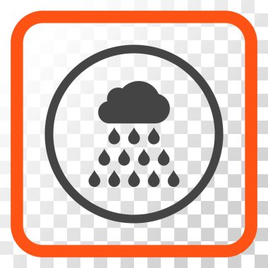 Yağmur bulutu vektör simgesi bir çerçeve içinde