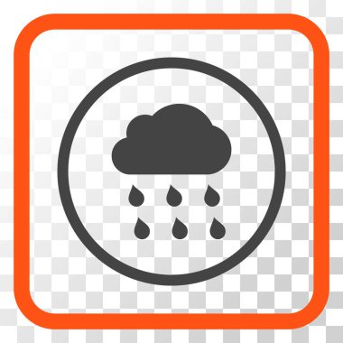 Yağmur bulutu vektör simgesi bir çerçeve içinde