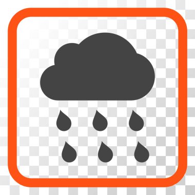 Yağmur bulutu vektör simgesi bir çerçeve içinde