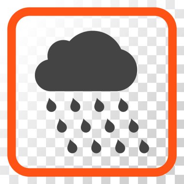 Yağmur bulutu vektör simgesi bir çerçeve içinde