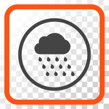 Yağmur bulutu vektör simgesi bir çerçeve içinde