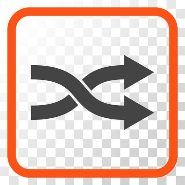 Shuffle okları doğru vektör simgesi bir çerçeve içinde