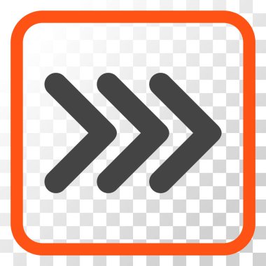 Ok ucu doğru vektör simgesi bir çerçeve içinde üçlü