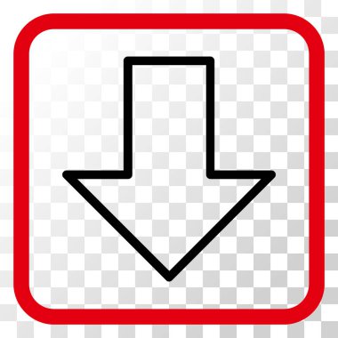 Vektör simgesi bir çerçeve içinde aşağı ok