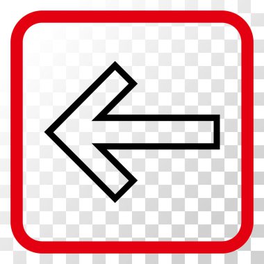 Ok sol vektör simgesi bir çerçeve içinde