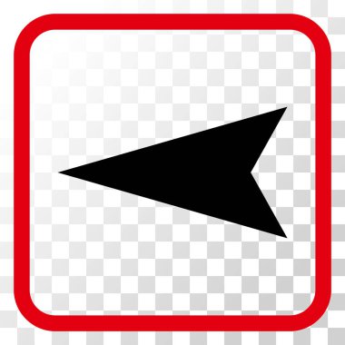 Ok ucu sol vektör simgesi bir çerçeve içinde