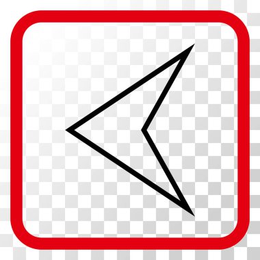 Ok ucu sol vektör simgesi bir çerçeve içinde