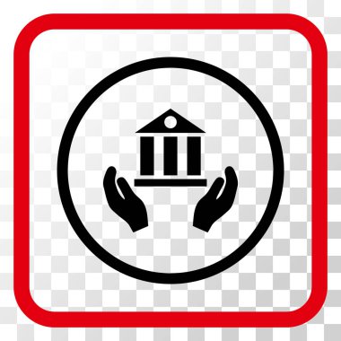 Banka hizmet vektör simgesi bir çerçeve içinde