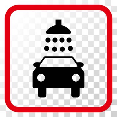 Araba duş vektör simgesi bir çerçeve içinde