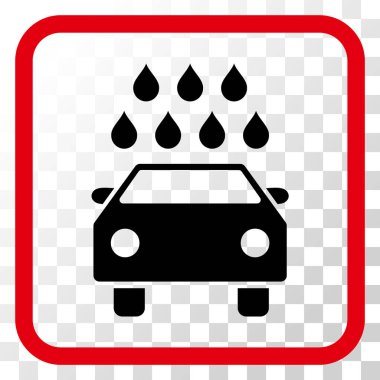Araba duş vektör simgesi bir çerçeve içinde