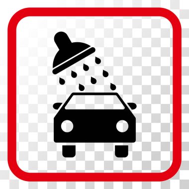 Oto yıkama vektör simgesi bir çerçeve içinde