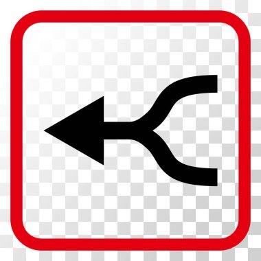 Ok sol vektör simgesi bir çerçeve içinde birleştirmek