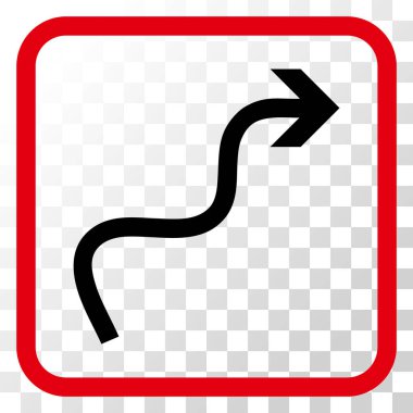 Eğri ok vektör simgesi bir çerçeve içinde