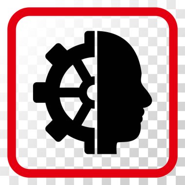 Cyborg dişli vektör simgesi bir çerçeve içinde