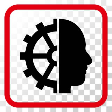 Cyborg dişli vektör simgesi bir çerçeve içinde