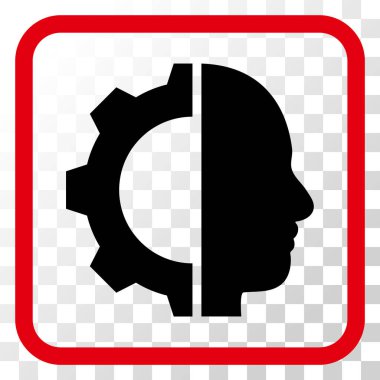 Cyborg dişli vektör simgesi bir çerçeve içinde