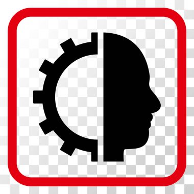 Cyborg dişli vektör simgesi bir çerçeve içinde