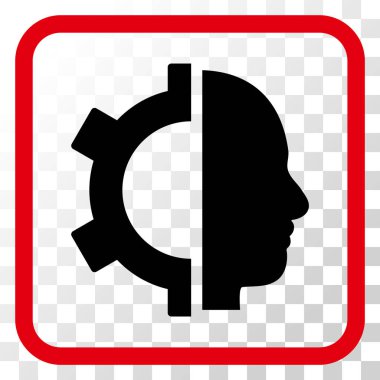 Cyborg dişli vektör simgesi bir çerçeve içinde