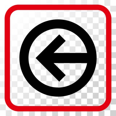 Yön sol vektör simgesi bir çerçeve içinde