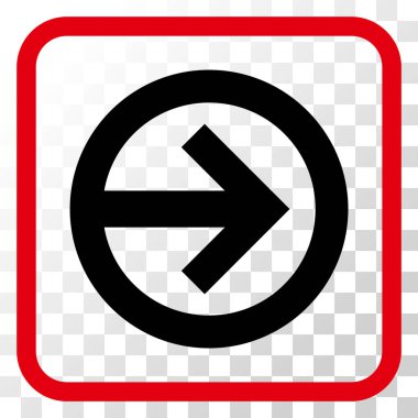 Yöne doğru vektör simgesi bir çerçeve içinde